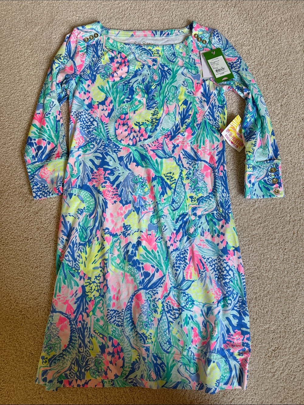 Lilly Pulitzer Sophie Dress - Mermaids Cove Coral Reef Print Dress in Pink, Blue